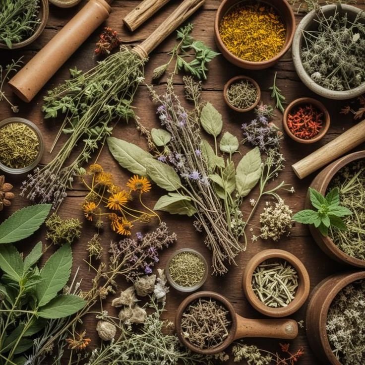 Dried herbs, roots and barks